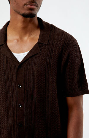 Cropped Knit Camp Shirt image number 2