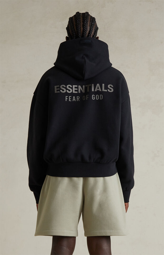 Fear of God ESSENTIALS Jet Black Classic Fleece Hoodie | Pacsun
