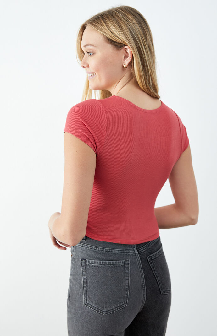 Jade Ribbed Scoop T-Shirt