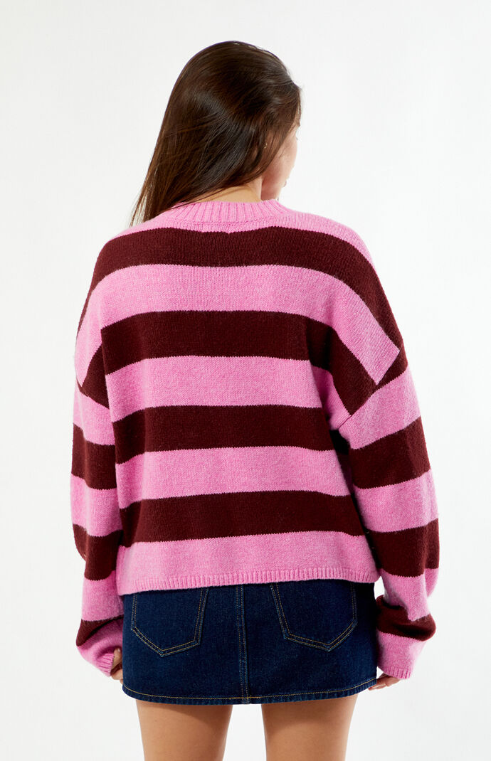 LA Hearts Striped Cozy Crew Neck Sweater