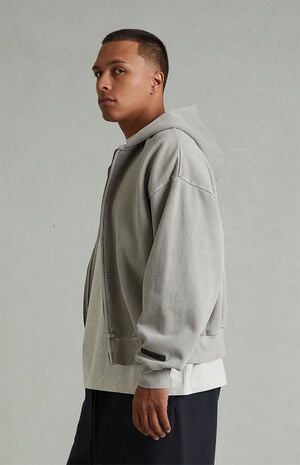 Smoke Grey Classic Fleece Zip Up Hoodie image number 3