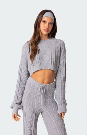 Kasey Cable Knit Cropped Sweater image number 1