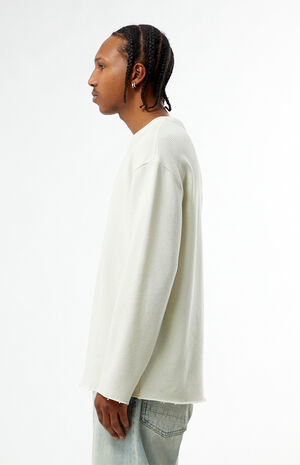 Cream Basic Waffle Knit Long Sleeve Shirt&nbsp; image number 4