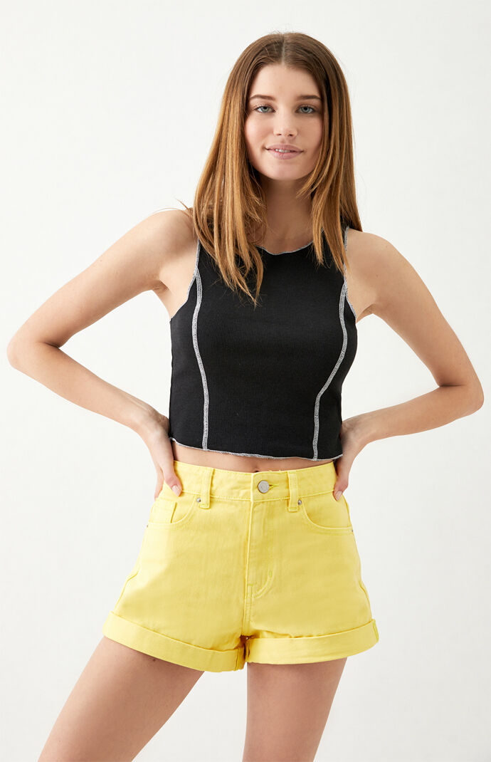 Yellow Denim Mom Shorts