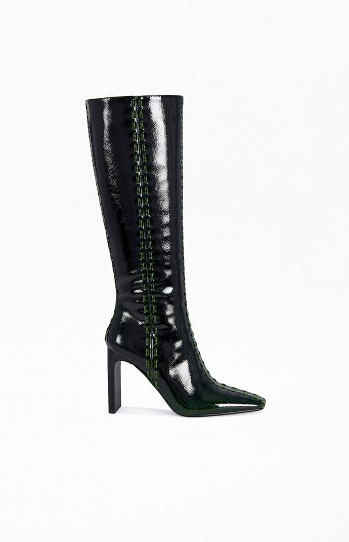 AZALEA WANG Women's Jexa Green Ombre Knee High Faux Leather Boots