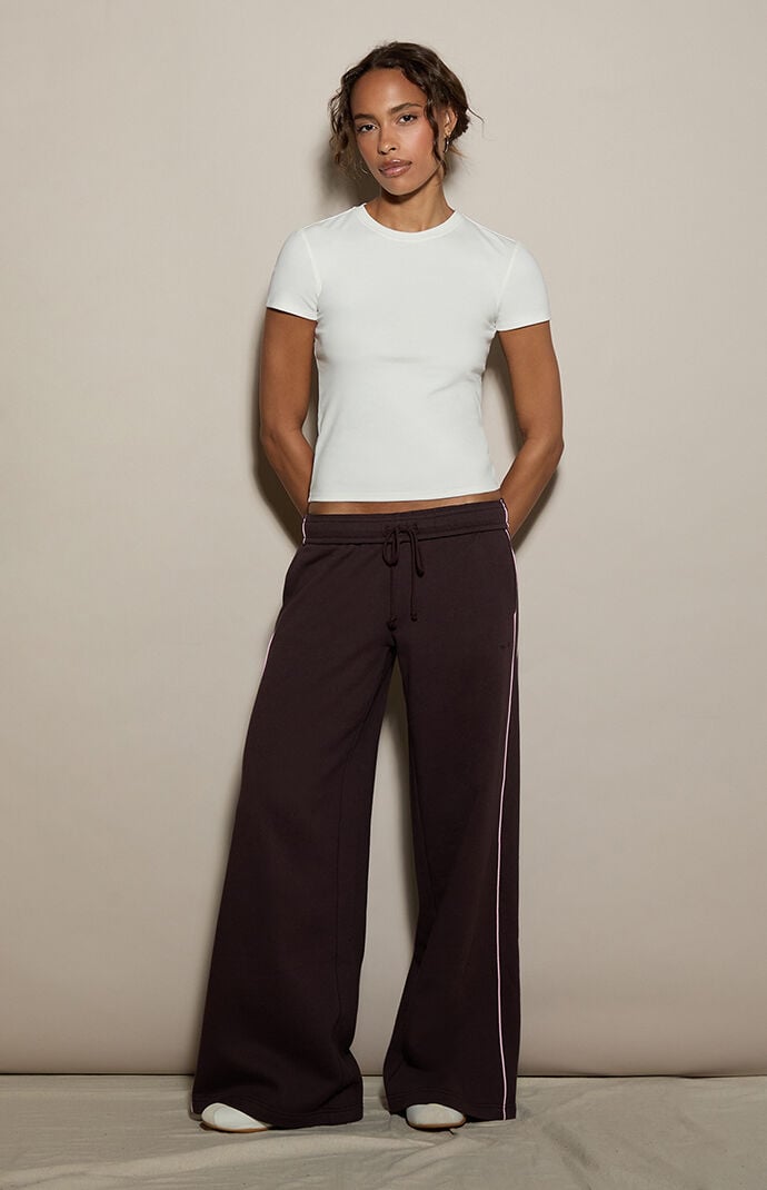Pacsun Brown Contrast Piping Ultra Soft Fleece Baggy Sweatpants