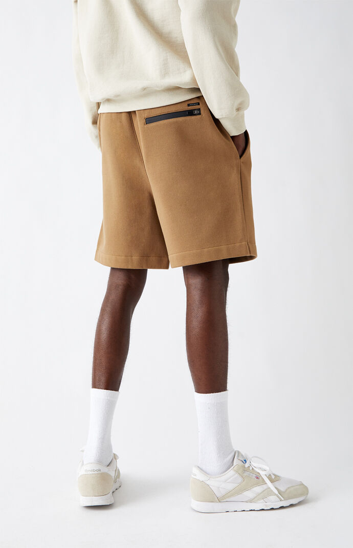 Brown Fleece Belted Volleyball Shorts