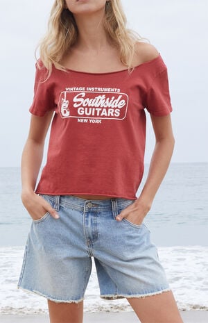 Red Southside Guitars Robyn Off-The-Shoulder Top