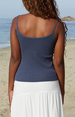 Navy Skylar Pointelle Tank Top image number 4