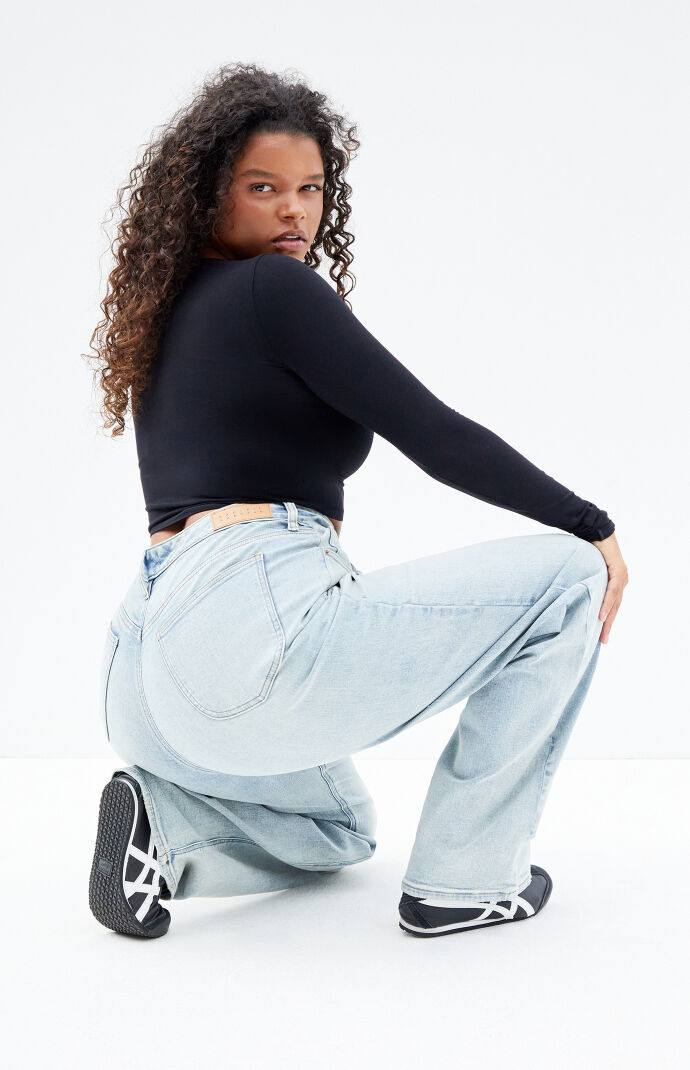PacSun '90s Boyfriend Jeans Stretch Curve Light Indigo