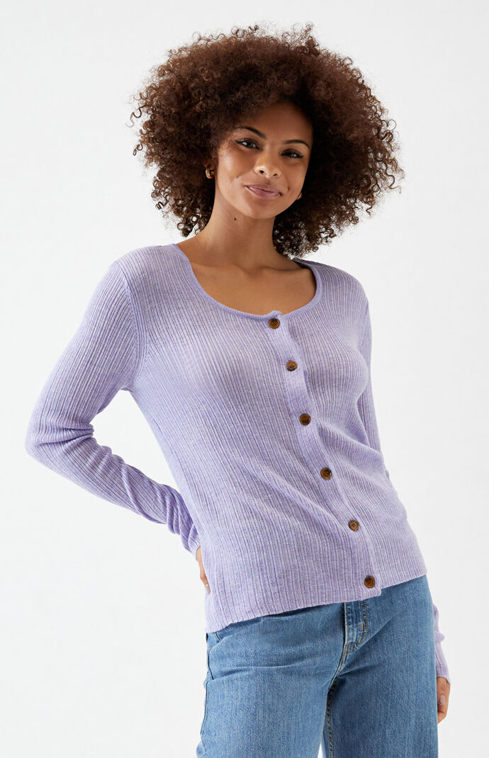 Scoop Neck Button Up Sweater