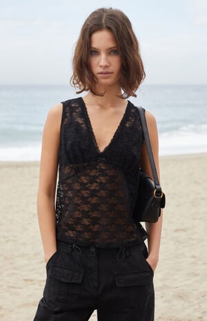 Black Lace Bow Rafaela Tank Top image number 1