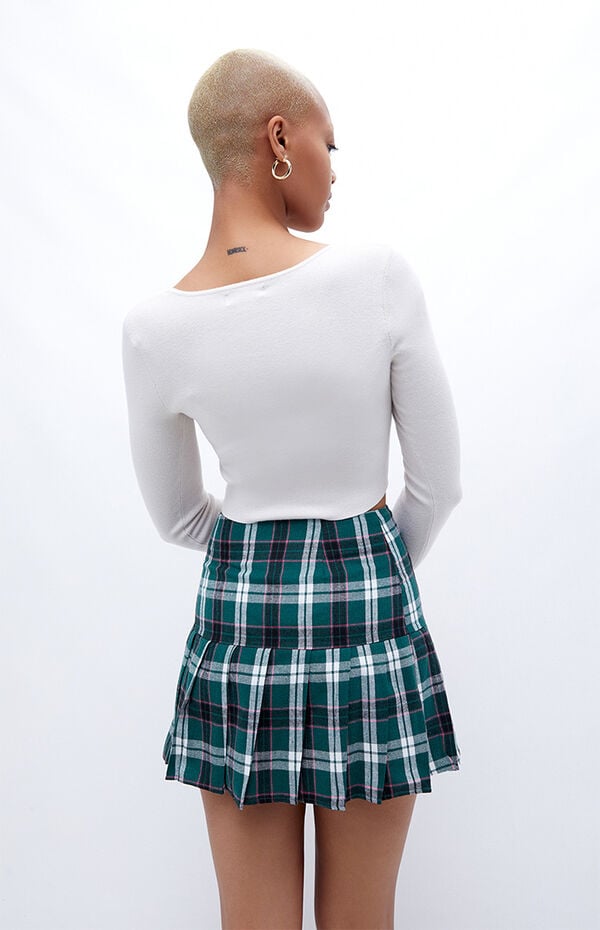 Daisy Street Green Pleated Skirt Tartan Daisy Street Pleated Mini