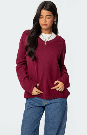 Martha Oversized V Neck Sweater image number 1