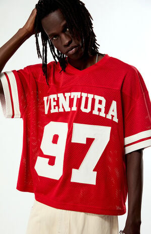 Red Ventura Cropped Football Jersey image number 1