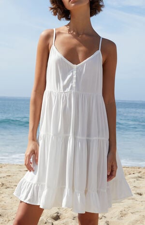 White Tiered Mini Dress image number 1