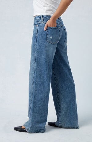 Eco Medium Indigo Low Rise Baggy Jeans image number 3