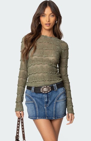 Daisey Textured Sheer Lace Top image number 1