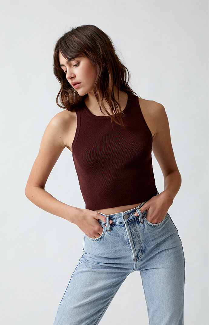 Kendall \u0026 Kylie Women's Downtown Tank Top in Chocolate - Size Xs