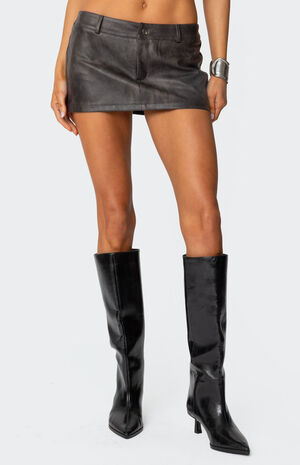 Sadaf Faux Leather Mini Skort image number 2