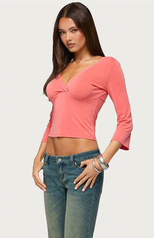 Mar V Neck Quarter Sleeve Top image number 2