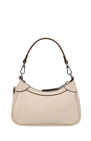 Cream Trapunto Logo Zip Top Hobo Bag image number 6