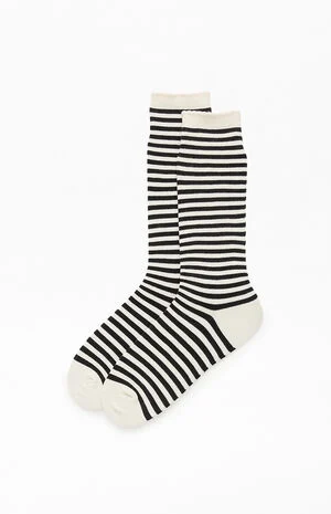Black & White Striped Tall Socks image number 1