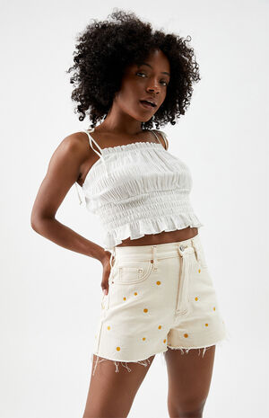 Daisy Embroidered Ultra High Waisted Vintage Denim Shorts image number 5