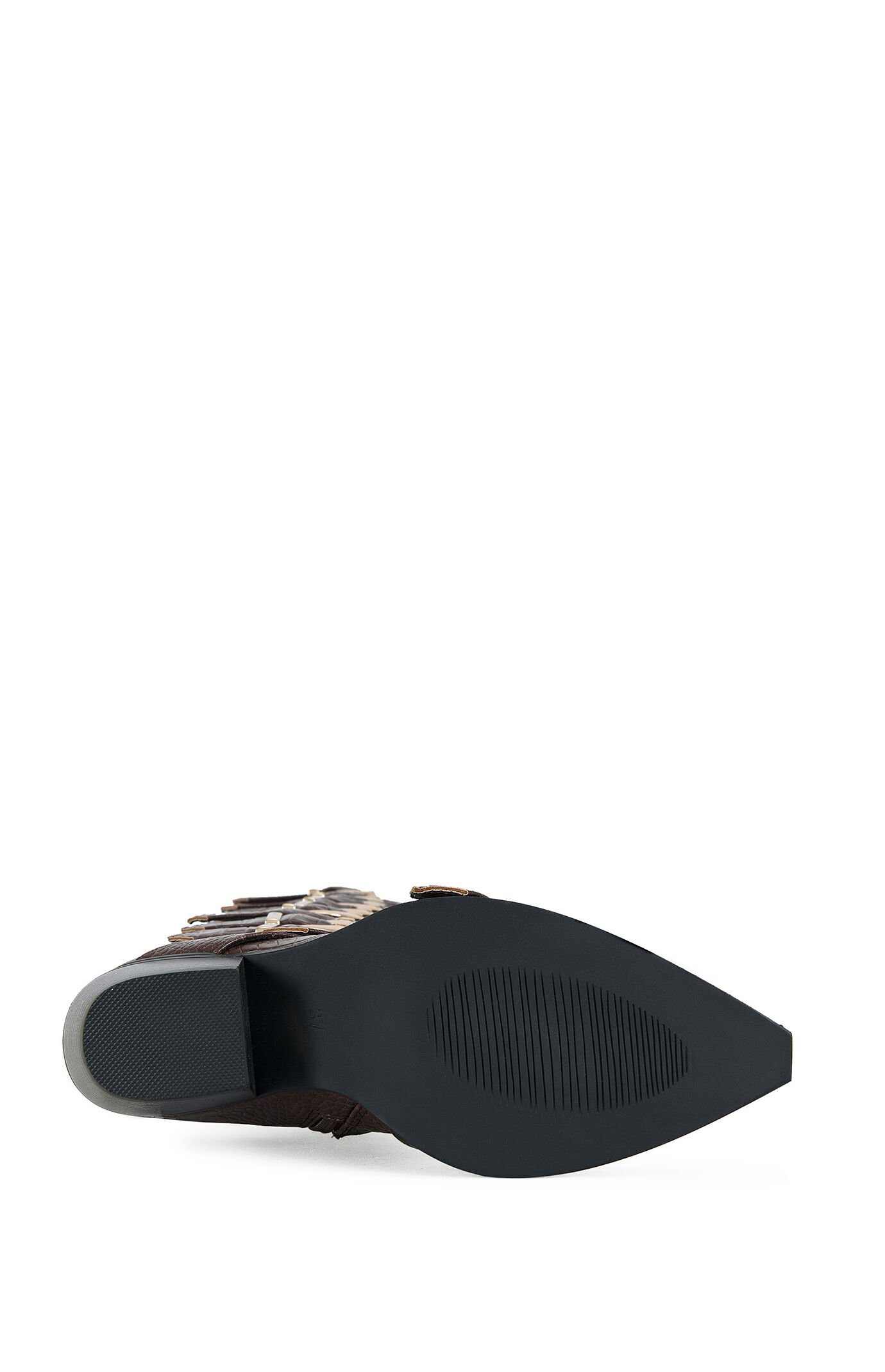 AZALEA WANG Braulia Brown Crocodile Faux Leather Over The Knee Boots