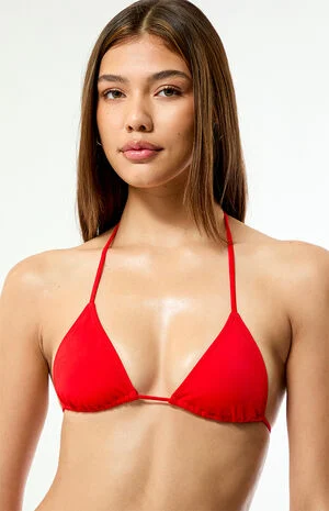 Red Summer Triangle Bikini Top image number 4