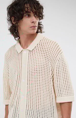 Off White Open Knit 2.0 Woven Camp Shirt image number 2