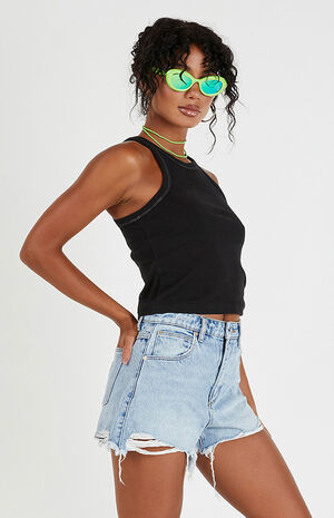 Venice Suzie Ripped High Waisted Relaxed Denim Shorts image number 3