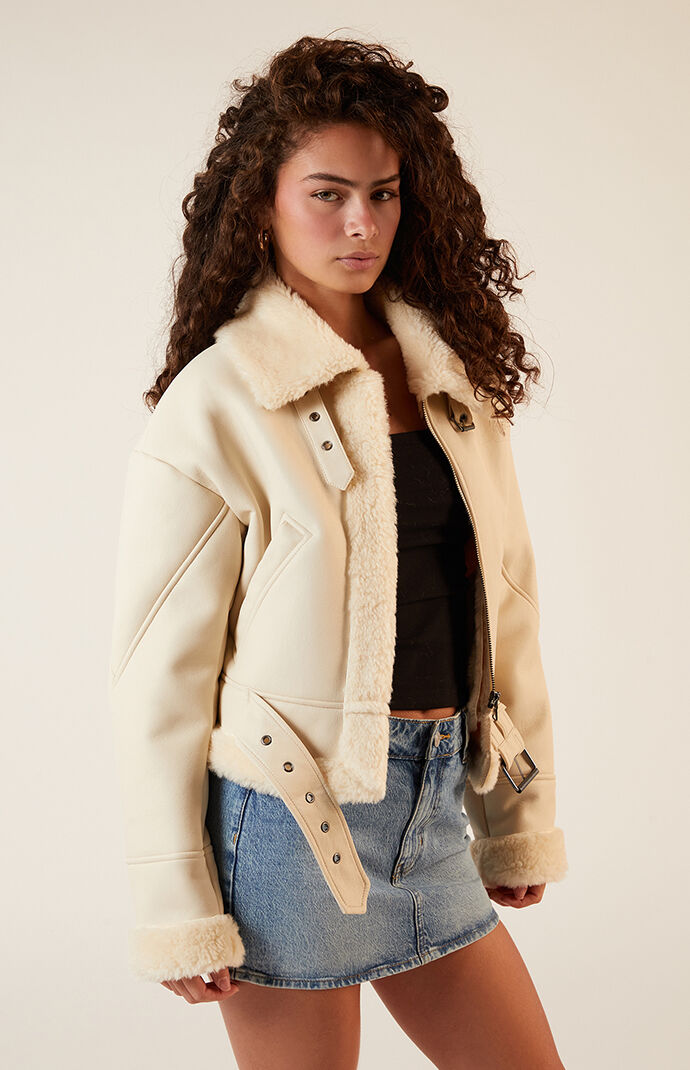 PacSun Sherpa Faux Leather Bomber Jacket PacSun