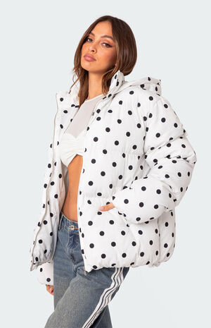 Marcey Polka Dot Hooded Puffer Jacket image number 3