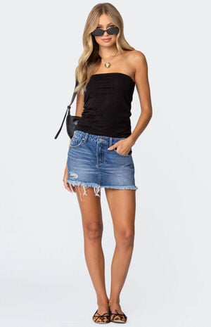 Tomi Distressed Denim Mini Skirt image number 1