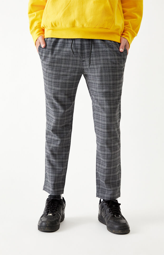Gray Plaid Menswear Trouser Pants