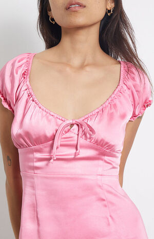 Satin Tie Front Mini Dress image number 1