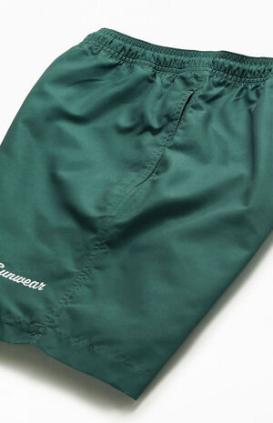 Recycled Blocked Green 17" Swim Trunks image number 4