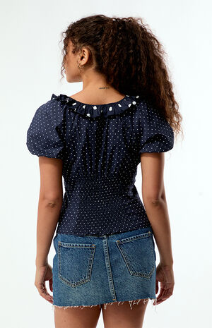 Polka Dot Ruffle Button Up Top image number 4