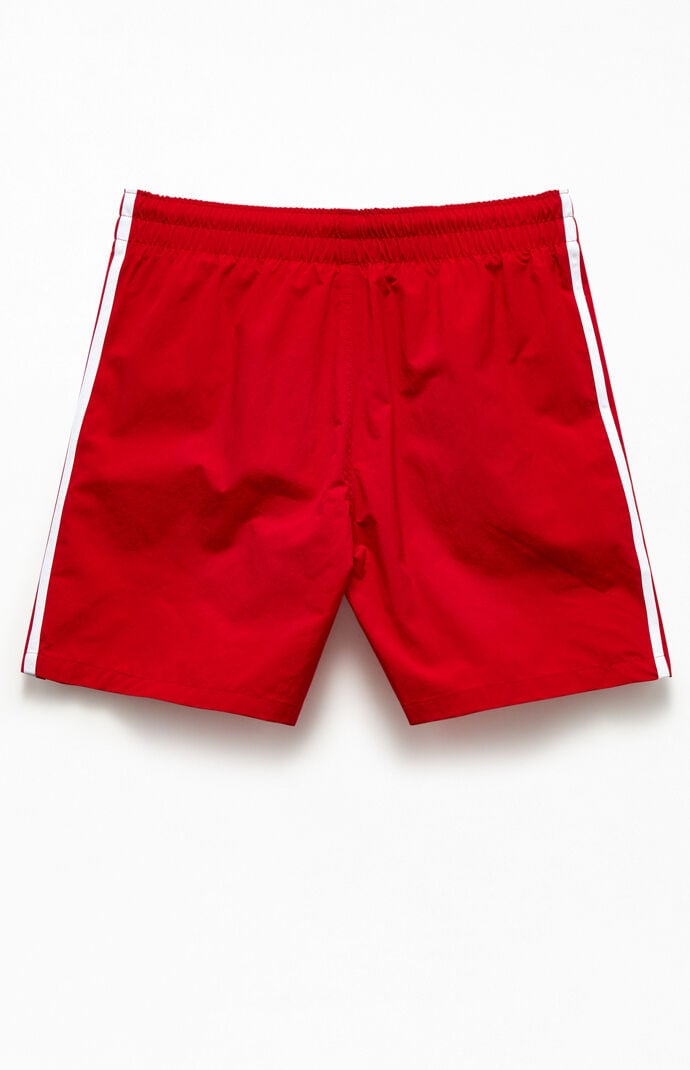 Recycled Red 3-Stripes 16" Swim Trunks