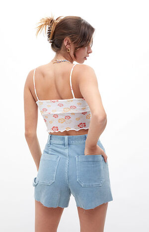 Light Blue Corduroy Cutoff Workwear Shorts image number 4