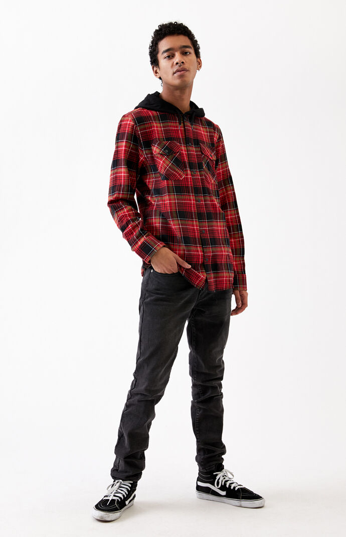 Black & Red Parkway Hooded Plaid Flannel Shirt