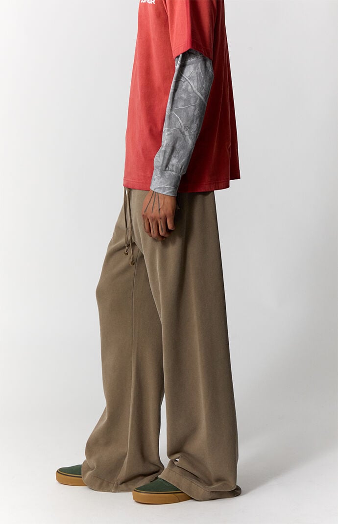 Pacsun Brown Fleece Baggy Bootcut Sweatpants