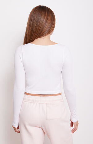 Seamless Waffle Knit Cinched Long Sleeve Top image number 4