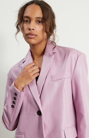 Faux Leather Oversized Blazer image number 3