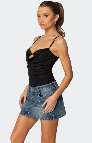 Layered Bra Cowl Neck Top image number 3