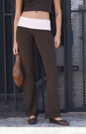 Brown Contrast Priscilla Flare Pants image number 2