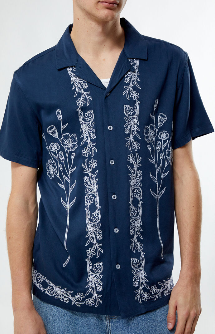 Pacsun Stitch Pattern Woven Camp Shirt