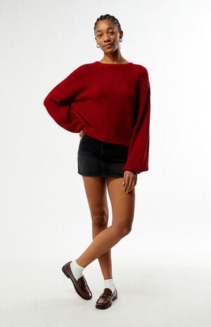 Wine Classic Knit Crew Neck Sweater image number 5