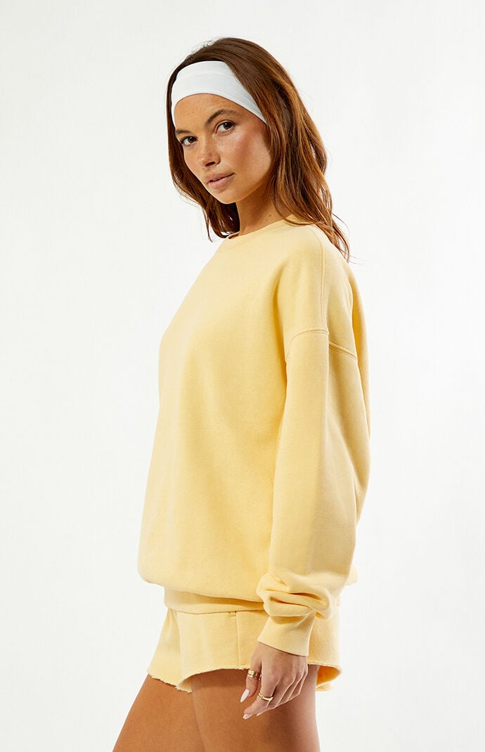 Pacsun Yellow Ultra Soft Fleece Core Washed Crew Neck Sweatshirt